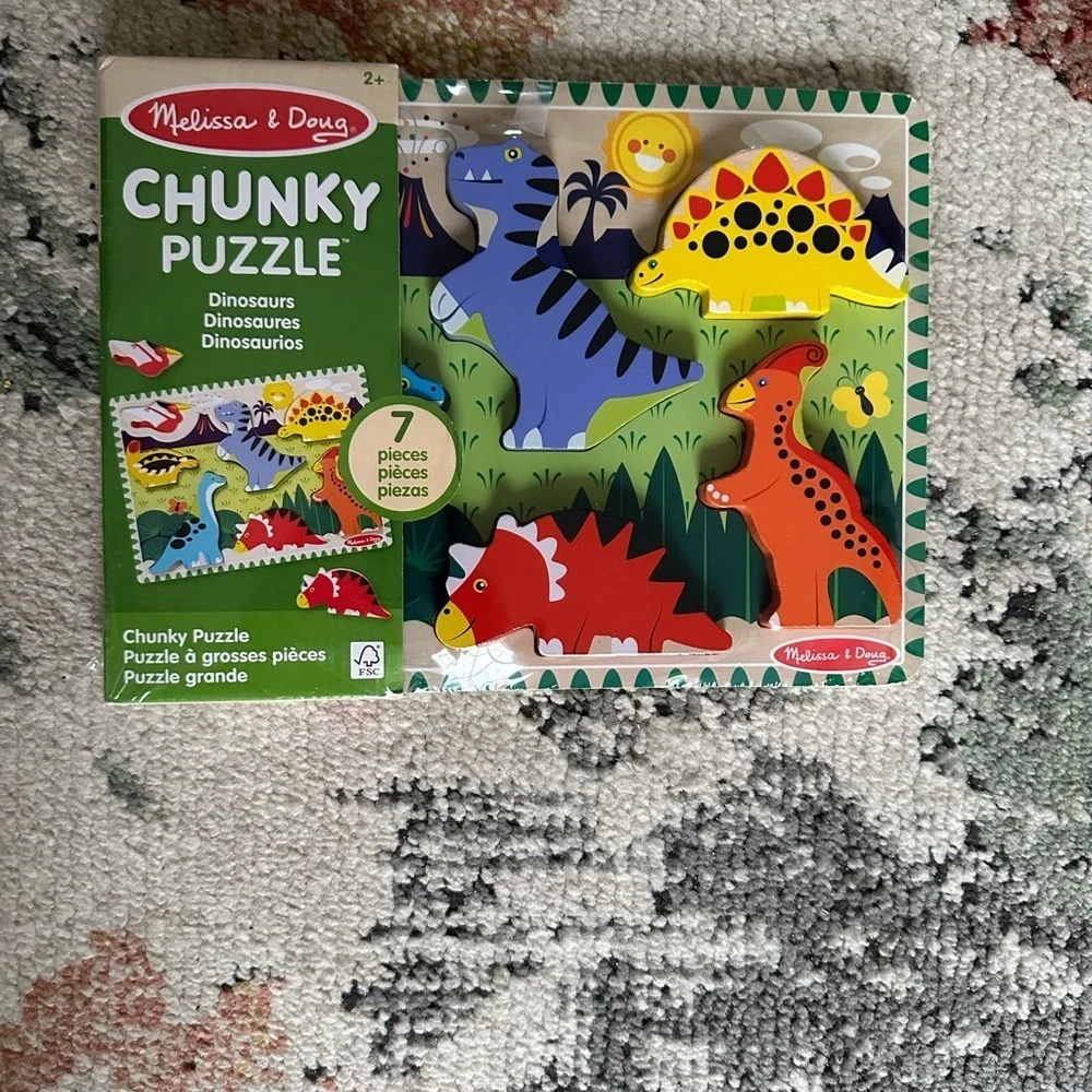 New Melissa & Doug Dinosaur Extra Thick Wooden Chunky Puzzle FSC Certified